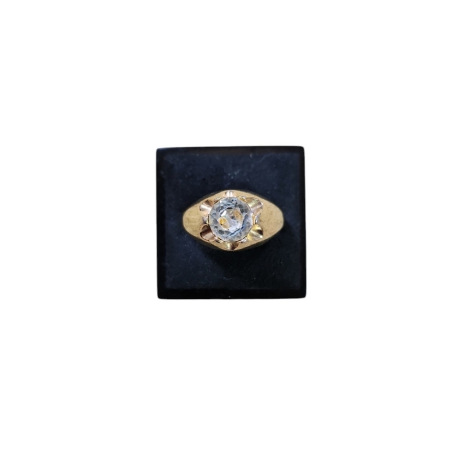 Size 9-9.25 Gold Toned 18K HGE Cubic Zirconia Signet Ring