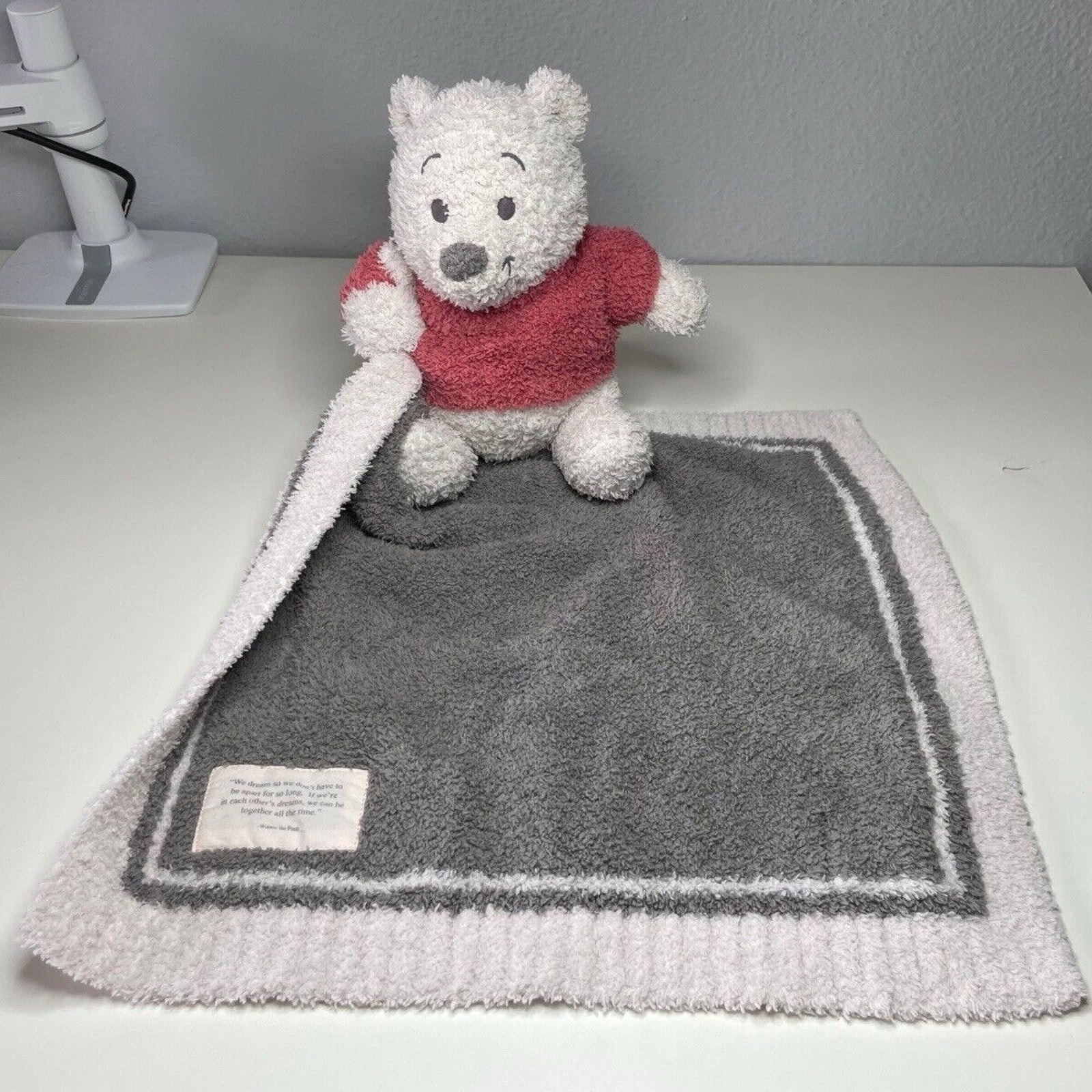 Barefoot Dreams CozyChic Disney Winnie the Pooh Buddie Baby Lovey Gray White