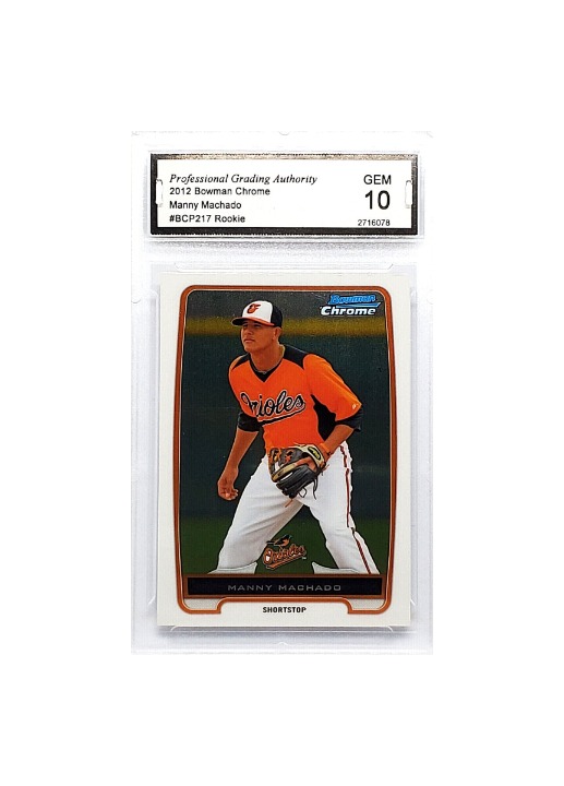 GRADED 10 MANNY MACHADO ROOKIE 2012 BOWMAN CHROME #BCP217, ORIOLES