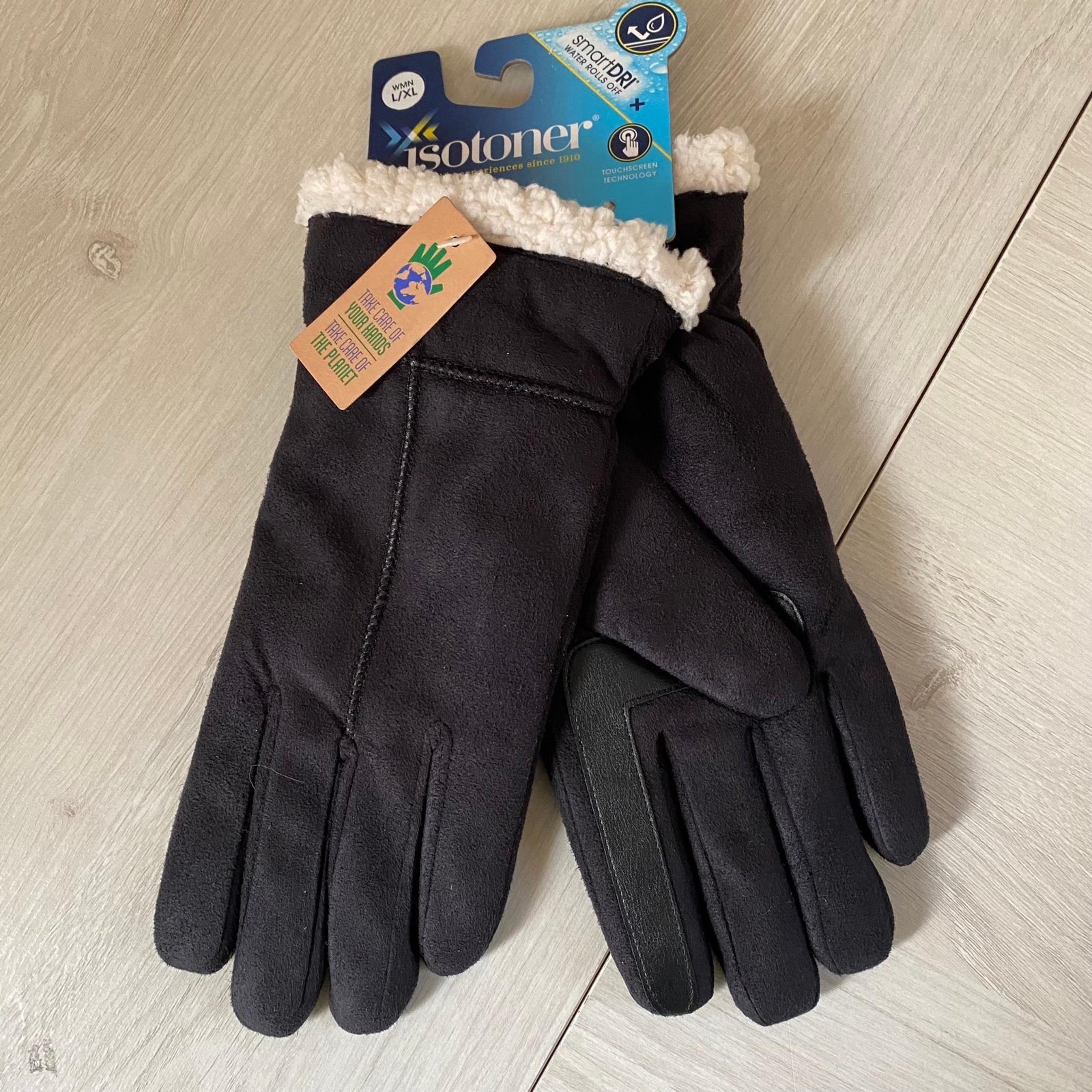 NWT Women’s L/XL Isotoner Black Gloves SmartDri Touchscreen Tech BRAND NEW