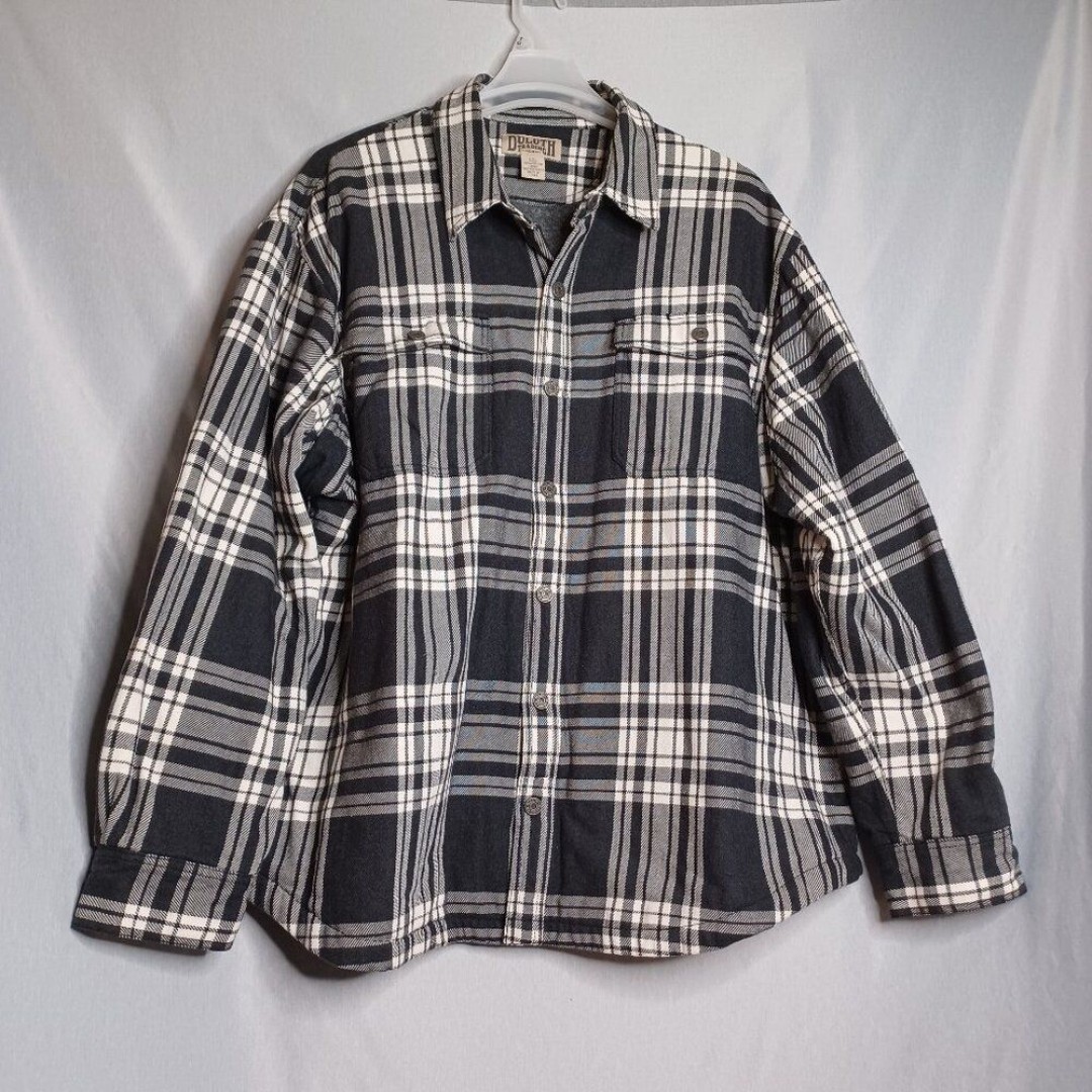 Duluth Trading Co. Shirt Jacket Mens 2XL Black/White Plaid Outdoor Lumberjack