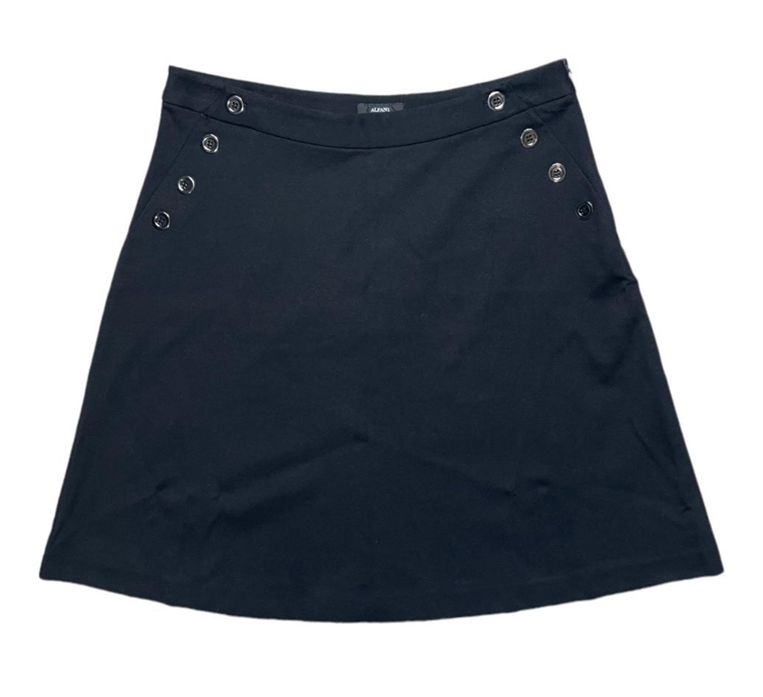 Alfani Black Side Button Front Accent Short Skirt | Size 10