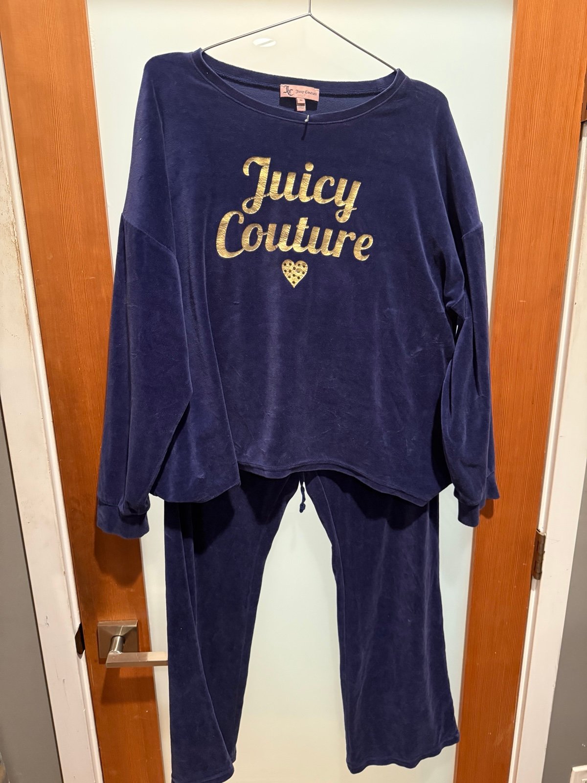 Juicy Couture Blue Velour Track Suit & Pant Set Women’s Size Medium/Large