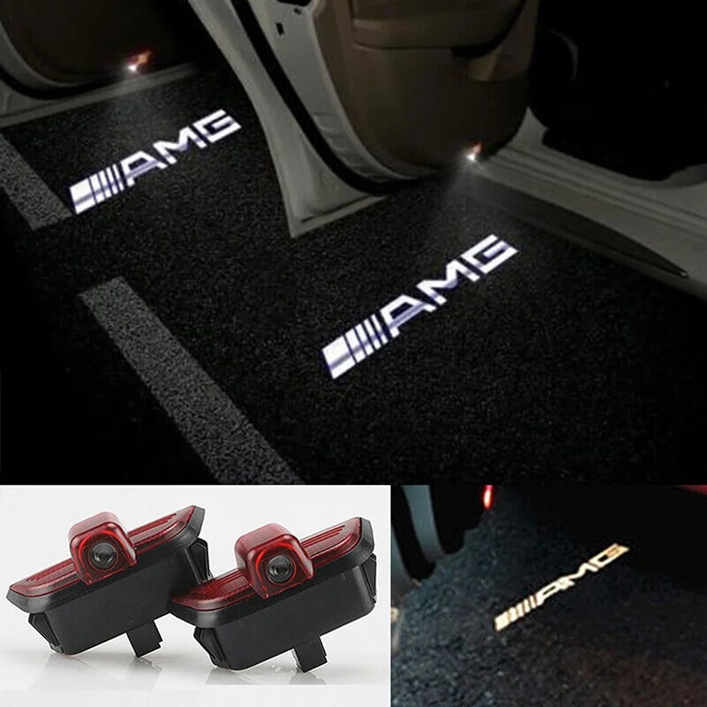 2x Mercedes-Benz LED Car Door Shadow Projector Lights For C Class W204 C63AMG