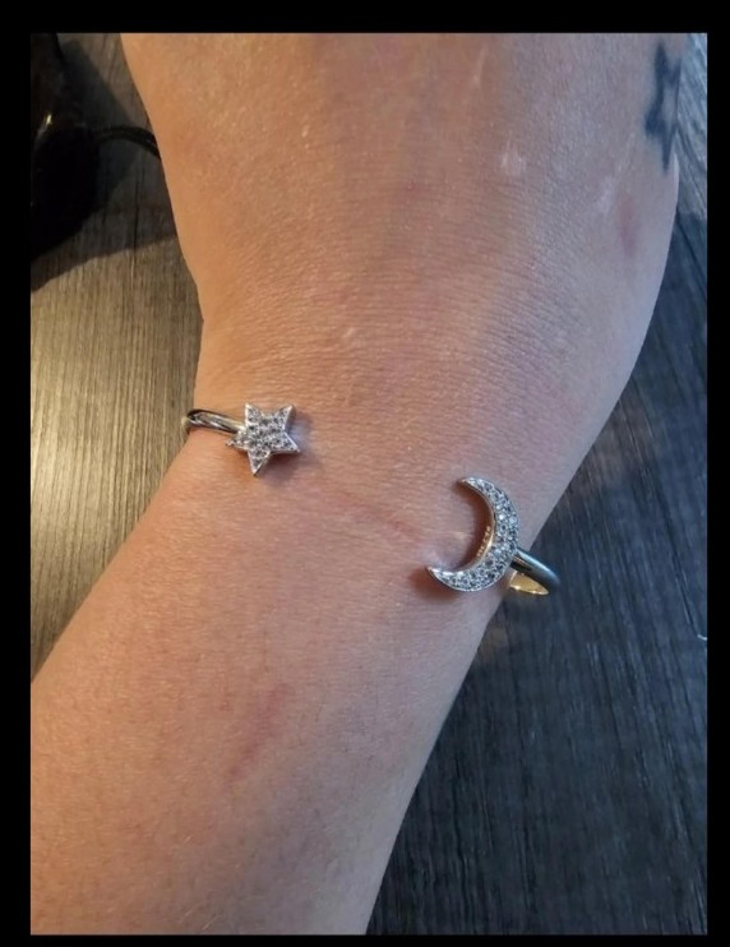 Quick sale! Sapphire Sterling Silver Moon Bangle