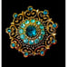 2 Vtg Coro Brooch Pins Deep Blue And Light Blue Stones Filigree Floral Gold Tone