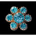 2 Vtg Coro Brooch Pins Deep Blue And Light Blue Stones Filigree Floral Gold Tone