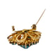 2 Vtg Coro Brooch Pins Deep Blue And Light Blue Stones Filigree Floral Gold Tone