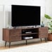 Mid Century Wooden TV Stand Entertainment Console with Open Shelving 2 Cabinets