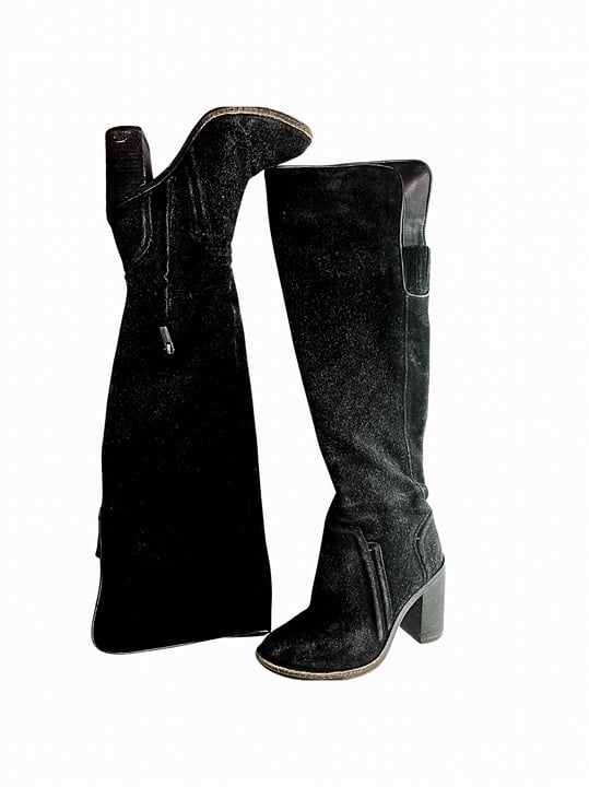 Vince Camuto Melaya Black Suede Over The Knee Heeled Boots