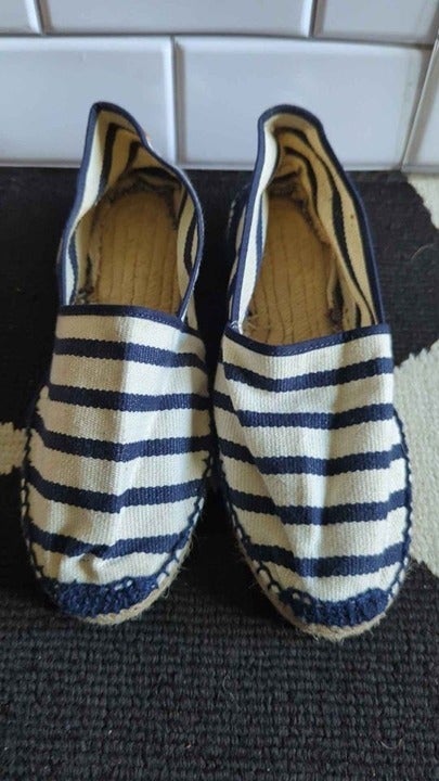 New - TONI PONS AUTHENTIC ESPADRILLE Navy & White Striped Espadrille - Size EU40