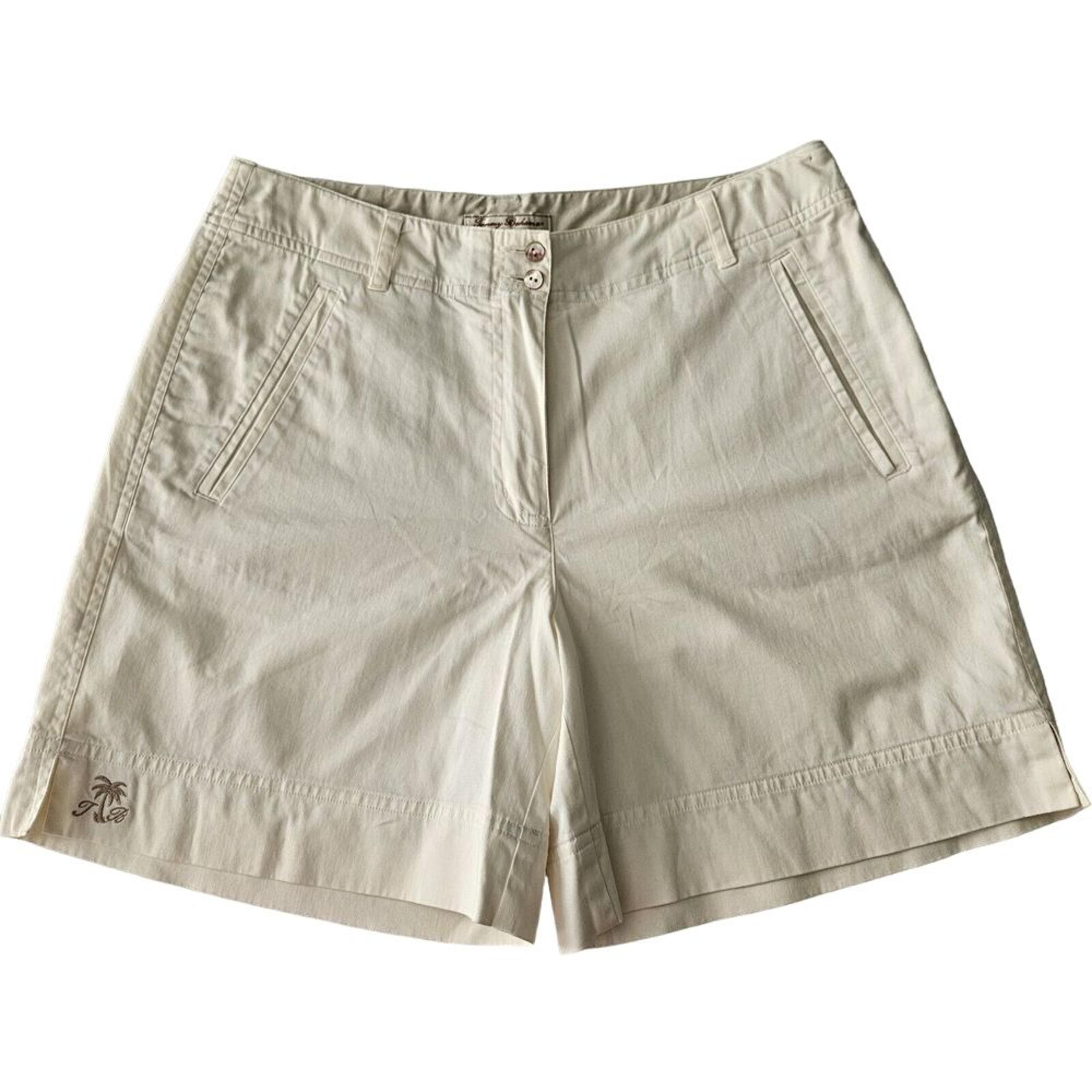 Tommy Bahama Stretch Womens Size 4 Wide Leg Beige Bermuda Shorts Pockets Golf