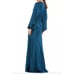 MAC DUGGAL Dress Size 16 Evening Gown Sequin Rhinestone Neckline Ocean Blue Puff