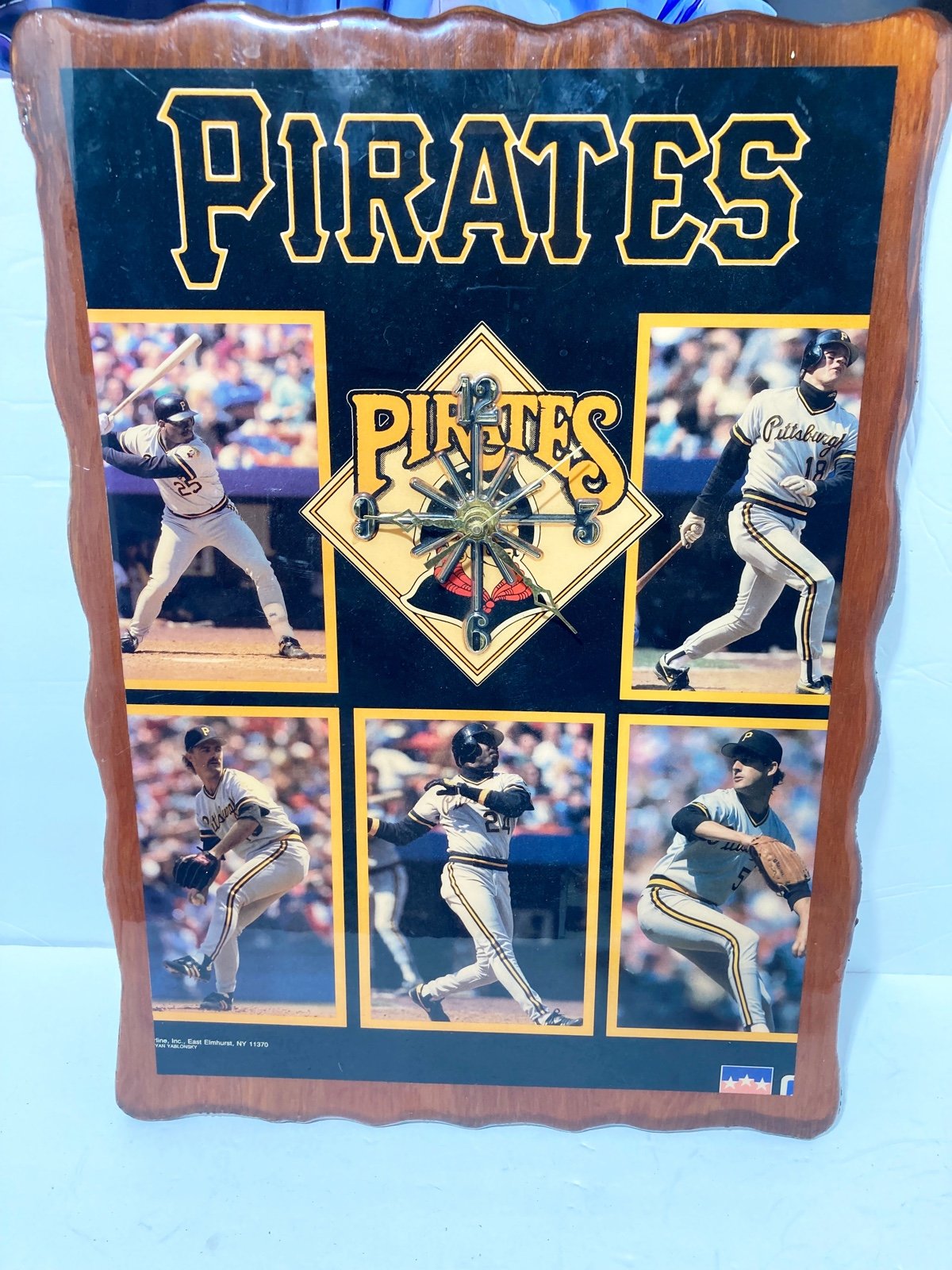 Rare Vintage Pittsburgh Pirates Laquered Wood Clock