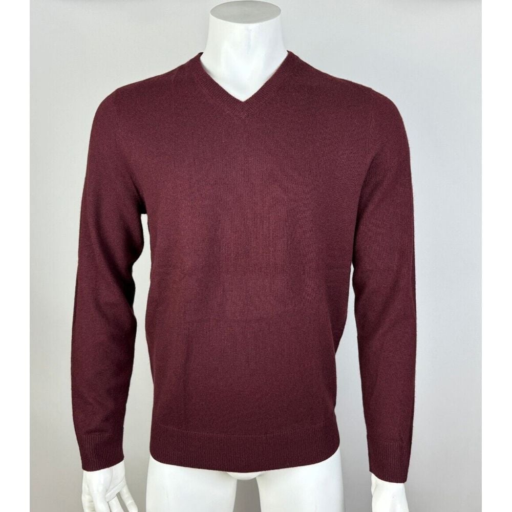 Artefact Cashmere Pullover Sweater Mens M EUC Knit Long Sleeve V-neck Burgundy
