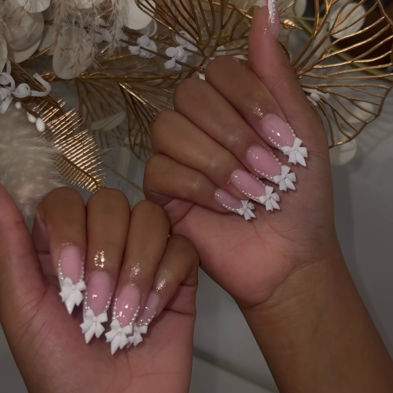 Handmade press on nails French nails bow nails