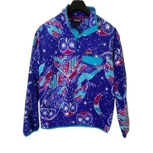 Patagonia Synchilla Snap-T Owl Harvest Moon pullover fleece women's size medium