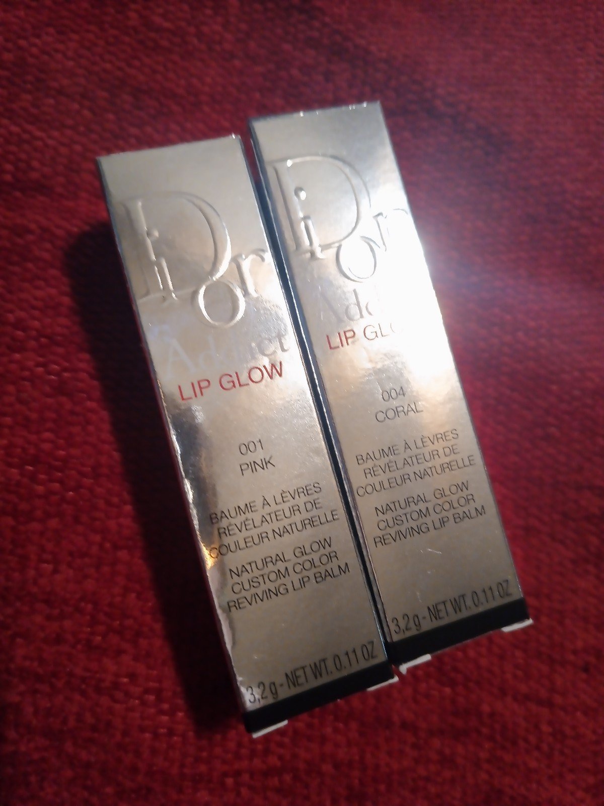 Dior Addict Lip custom color reviving lip balm. Pink 001 & Coral 004.FIRM