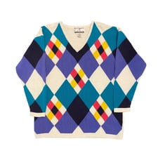 Vintage 1990s Colorful Pattern V-Neck Sweater