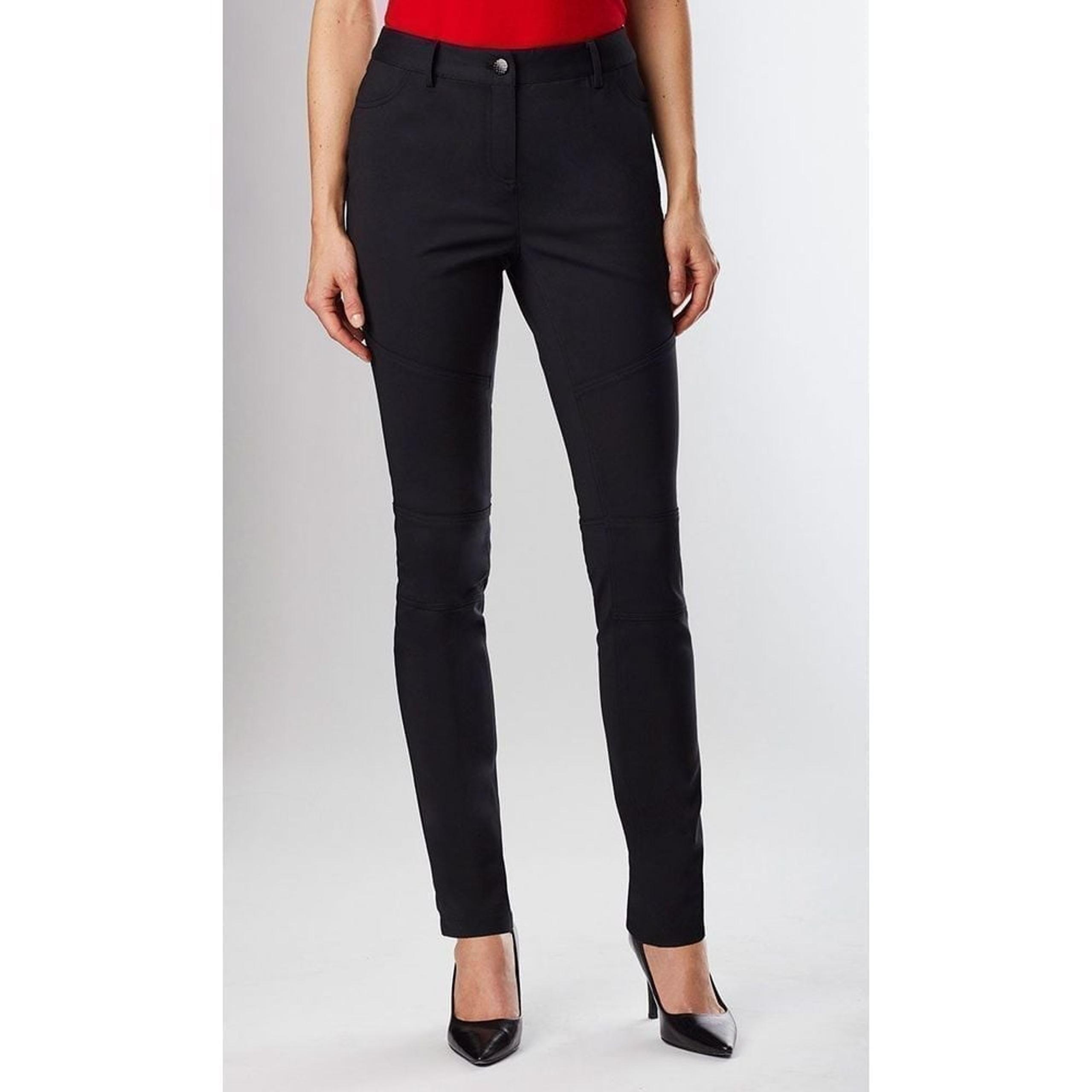 Carlisle New York Womens Pants Size 14 Black Ponte 4 pocket Belt Loops Stretch