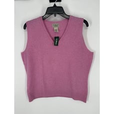 LL Bean Lambswool Sweater Vest Sleeveless V Neck Knit Bubblegum Pink Women Large