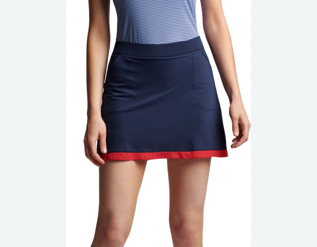Peter Millar Womens Skort XL Sally Trim Golf Skirt Navy Blue Red. 342
