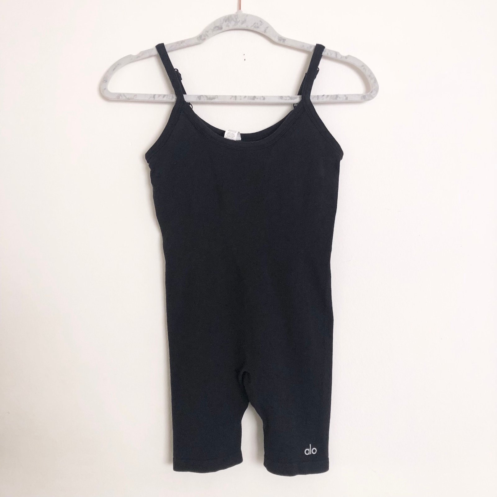 Alo Yoga Seamless Ribbed Mellow Onesie Black XS Jumpsuits
