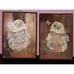 Owl hand painted set of two plaques 1986 handmade homemade owls LK painting vtg