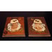Owl hand painted set of two plaques 1986 handmade homemade owls LK painting vtg