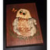Owl hand painted set of two plaques 1986 handmade homemade owls LK painting vtg