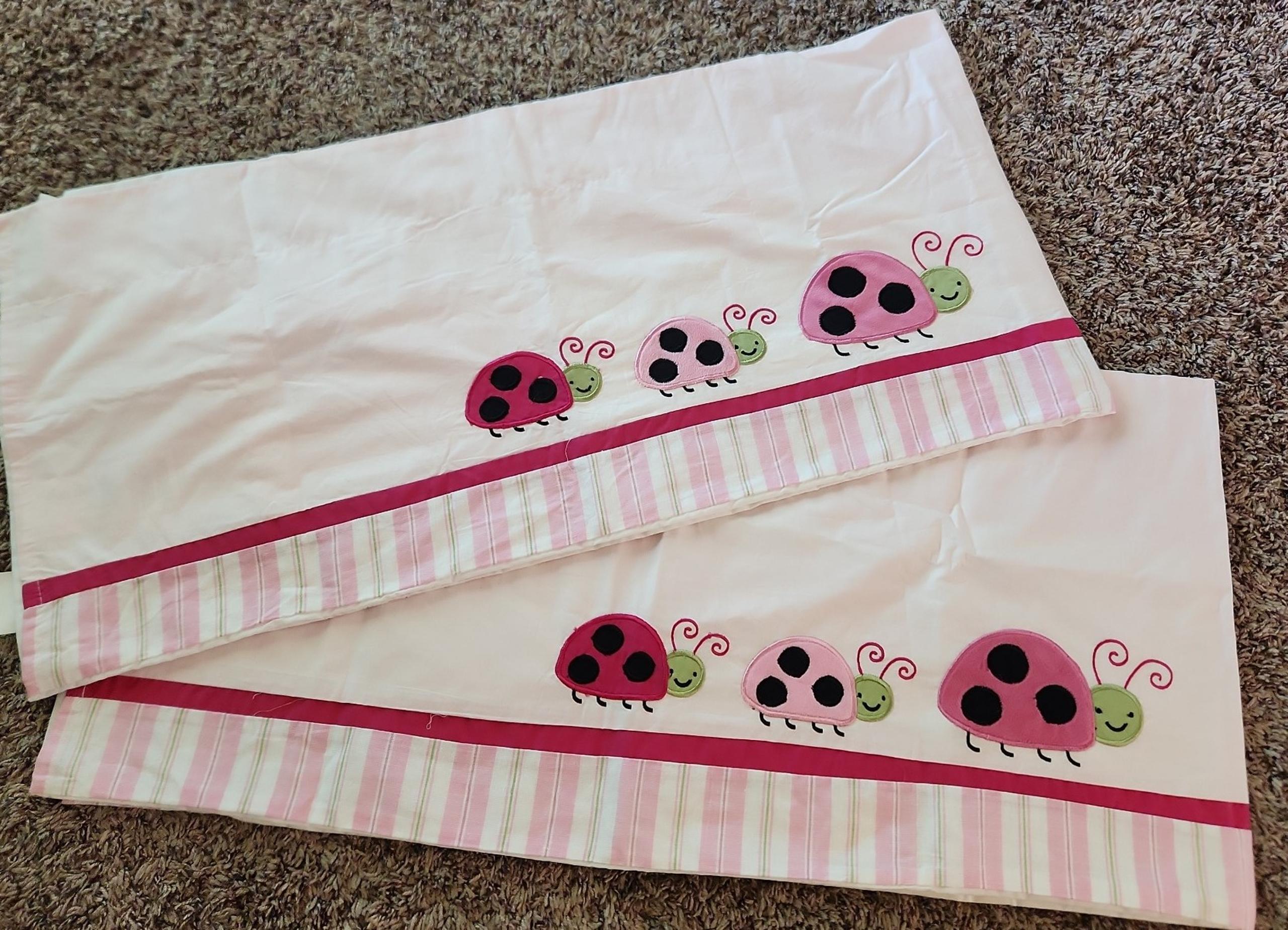 Girls Bedroom Valance Curtains Lady Bugs Pink Lot 2