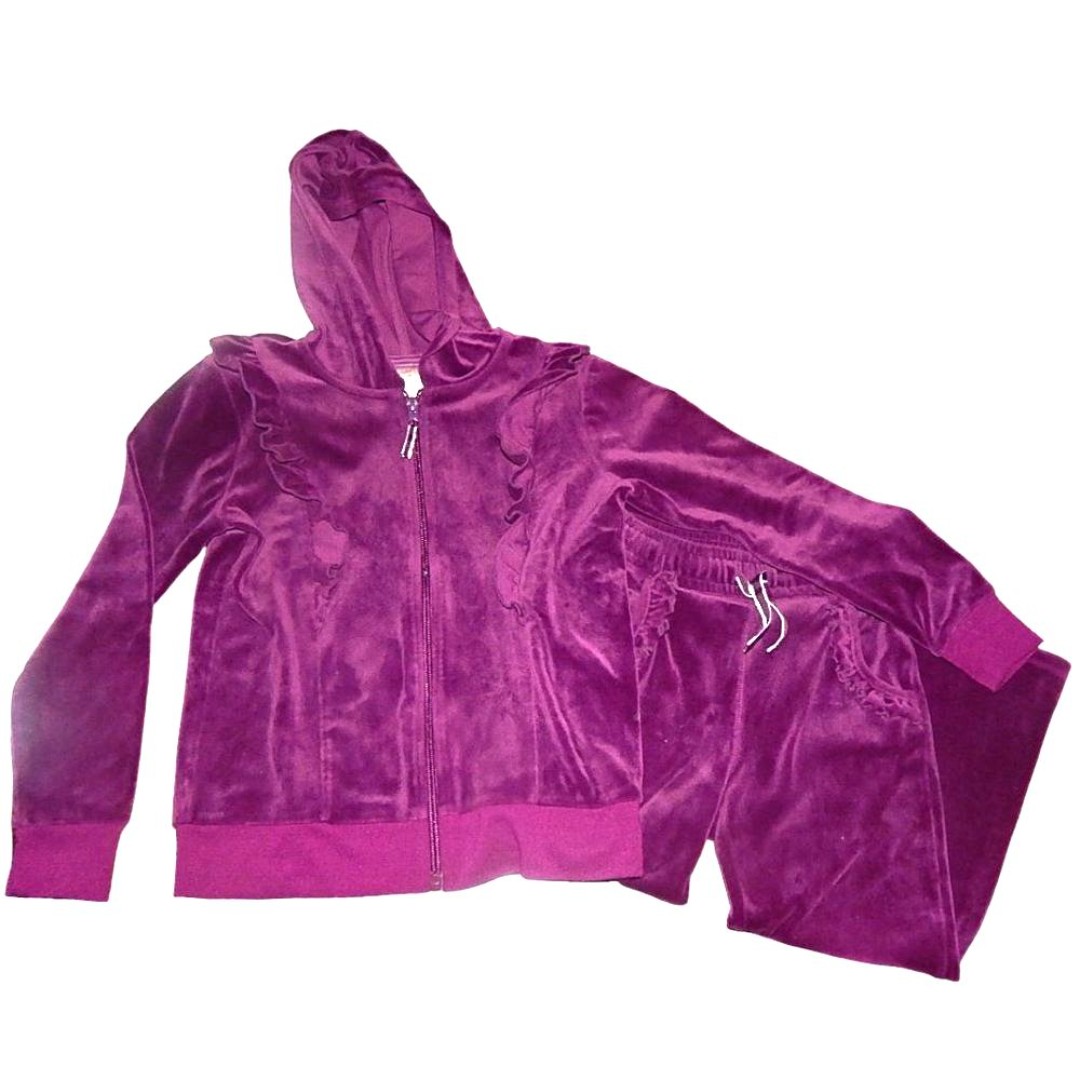 WONDER NATION solid plum purple girls small 6-6x jacket & x-small 4-5 pants set