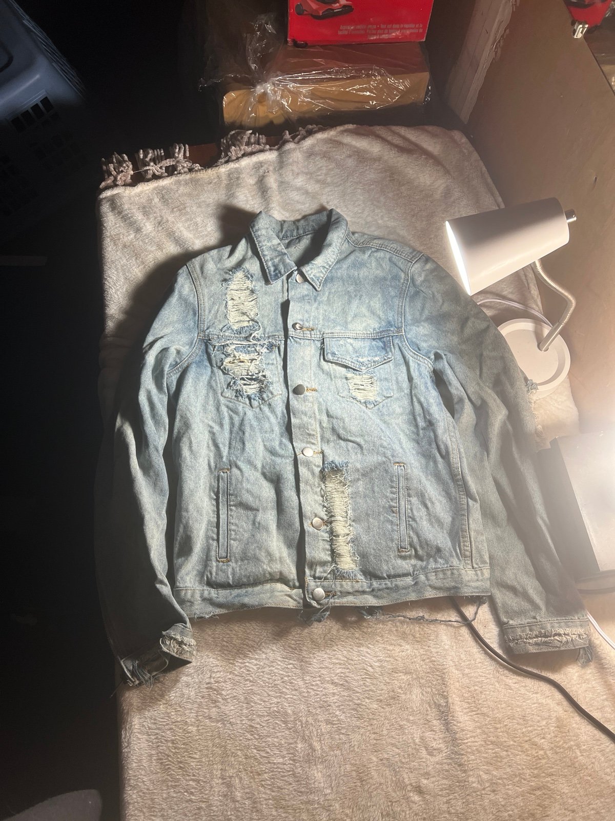 424 On Fairfax Distressed Denim Jacket