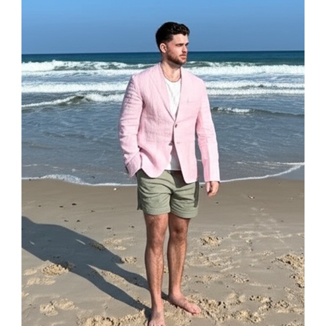 Saks Fifth Avenue mens linen blend blazer XXL Pink lightweight wedding Timeless