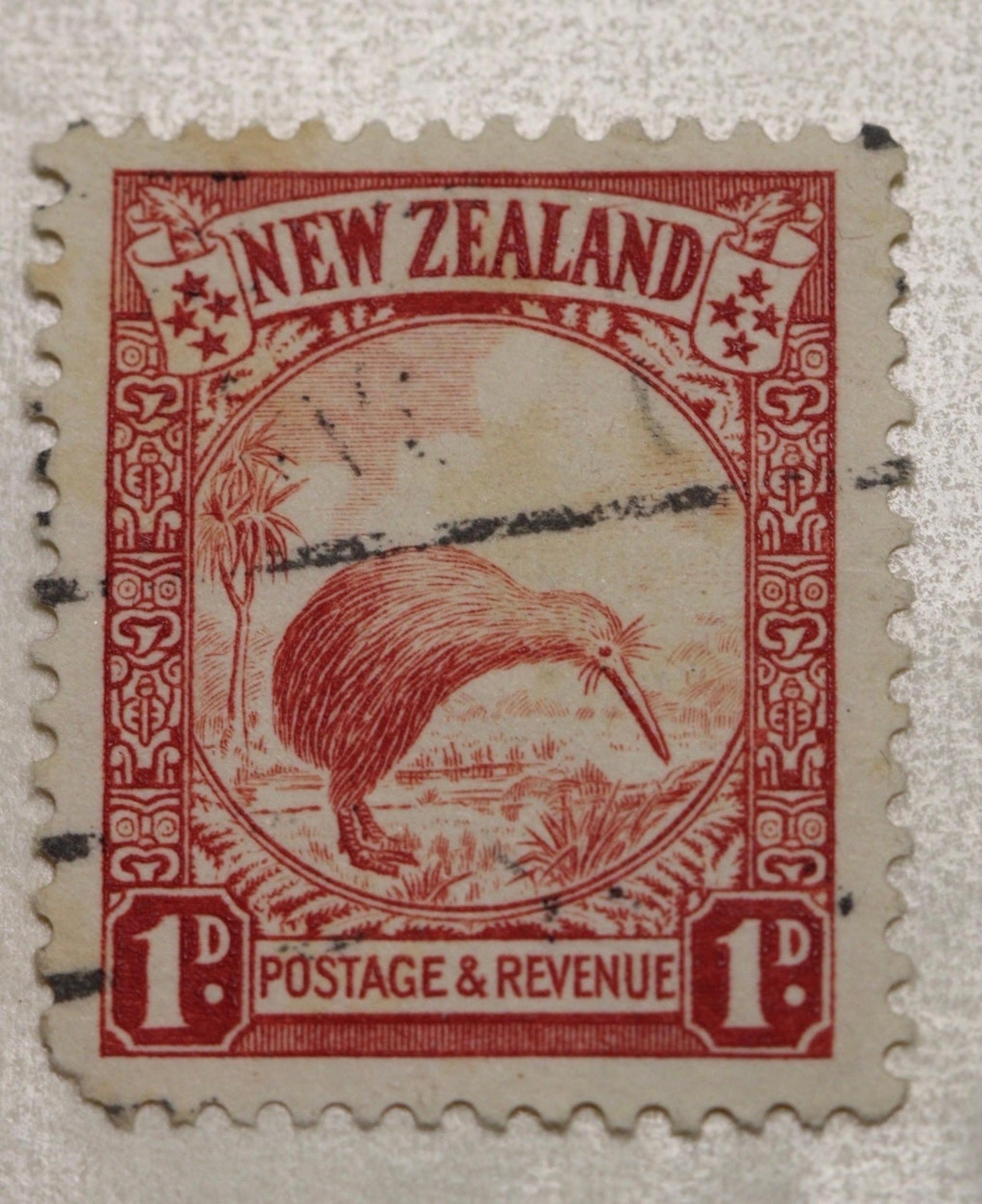 NEW ZEALAND POSTAL HISTORY 1d VERMILION STAMP postage 1935