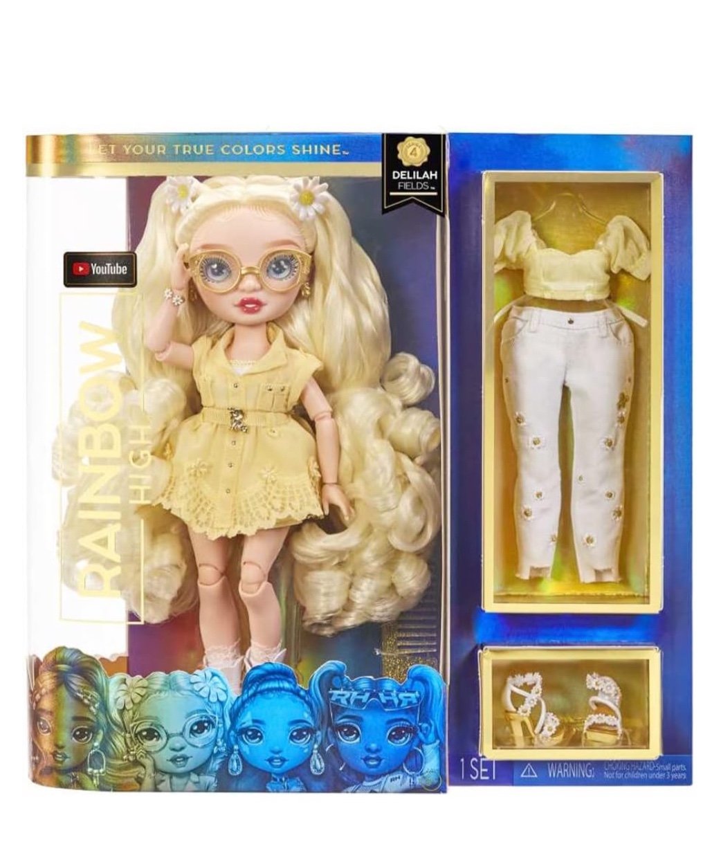 Rainbow High Delilah Doll with Albinism, Glasses & Mix-and-Match Outfits