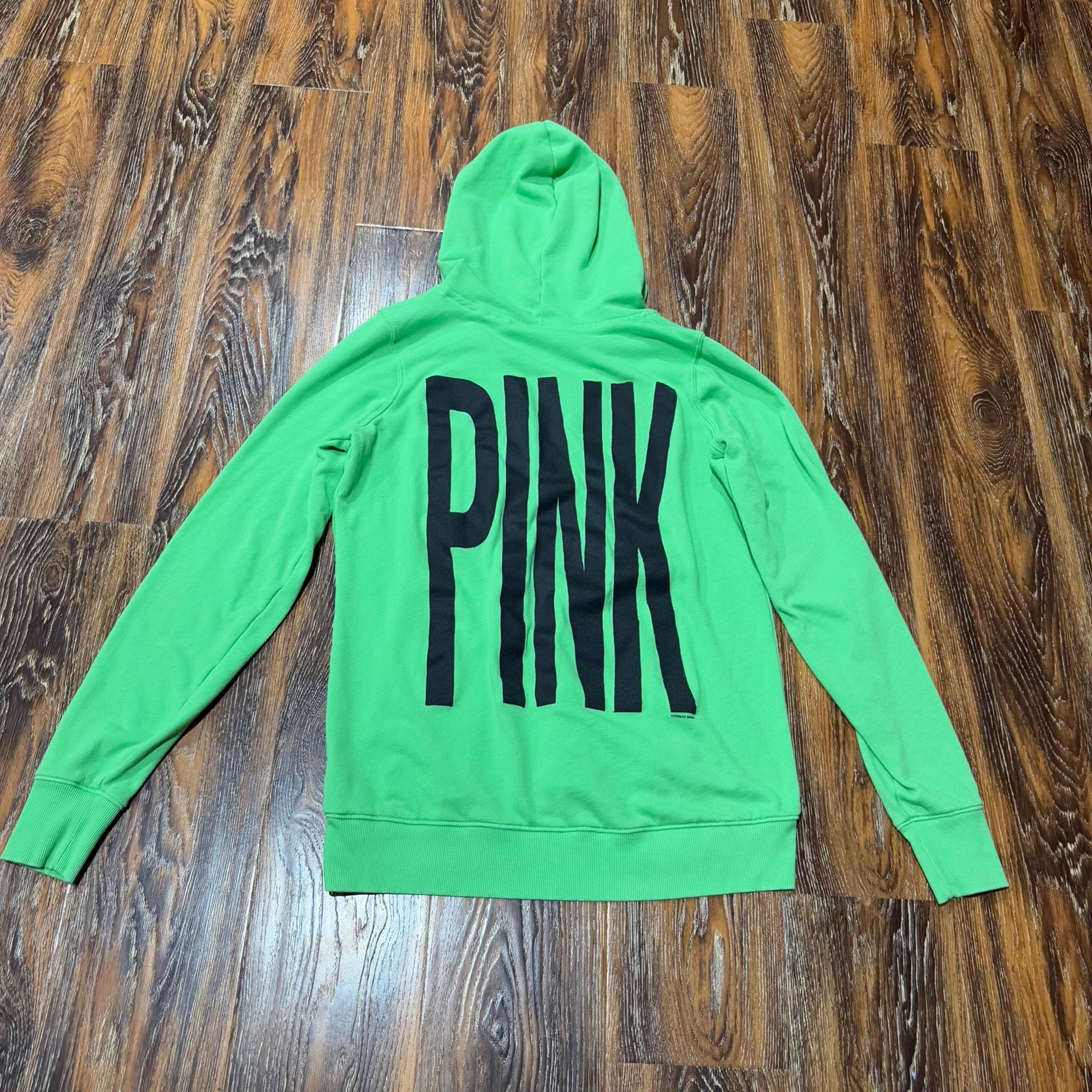 PINK by Victorias Secret Size M Womens Green French Terry Hoodie Sweat Shirt Y2K