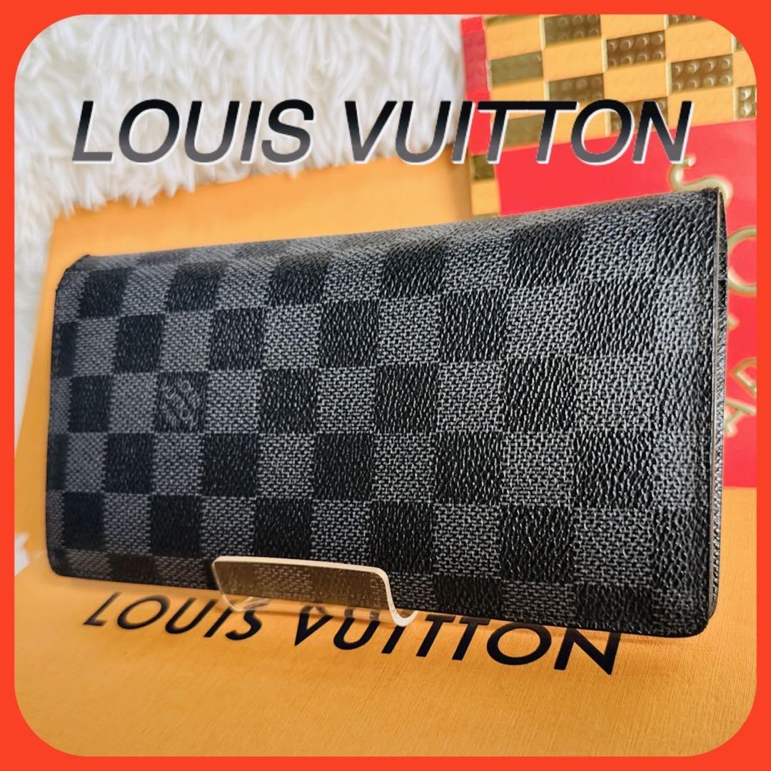 【Excellent Condition】 Louis Vuitton Damier Graphite Portefeuille Brazza Long Wallet