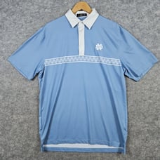 ND Gold Men's Polo Shirt Size L Light Blue Notre Dame Embroidered Logo Preppy
