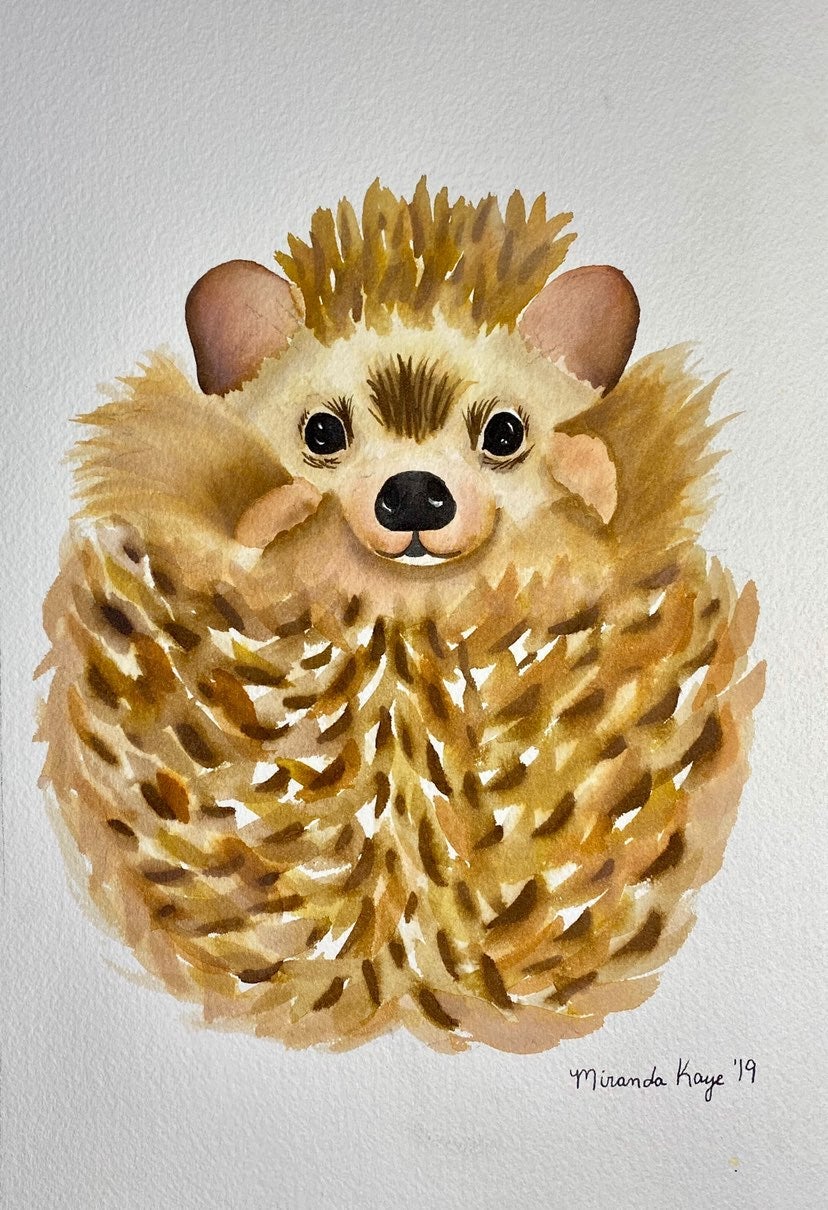 Hedgehog Watercolor Painting