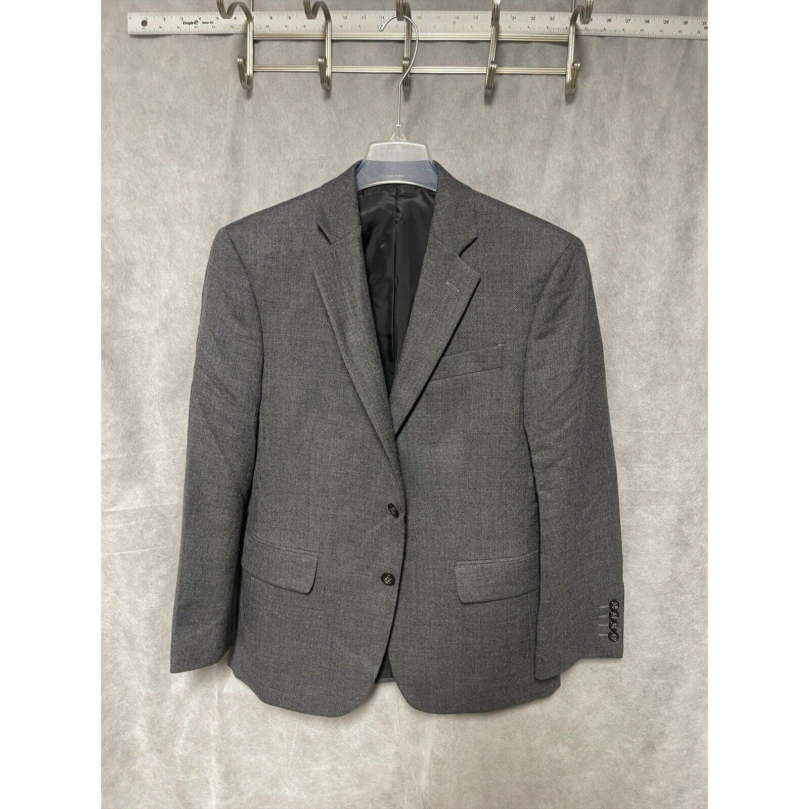 Stafford Blazer Men's 38S Gray Merino Wool Flannel Textured Coat Jacket Luxury