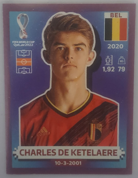 panini fifa world cup qatar 2022 sticker Charles De Ketelaere purple parallel