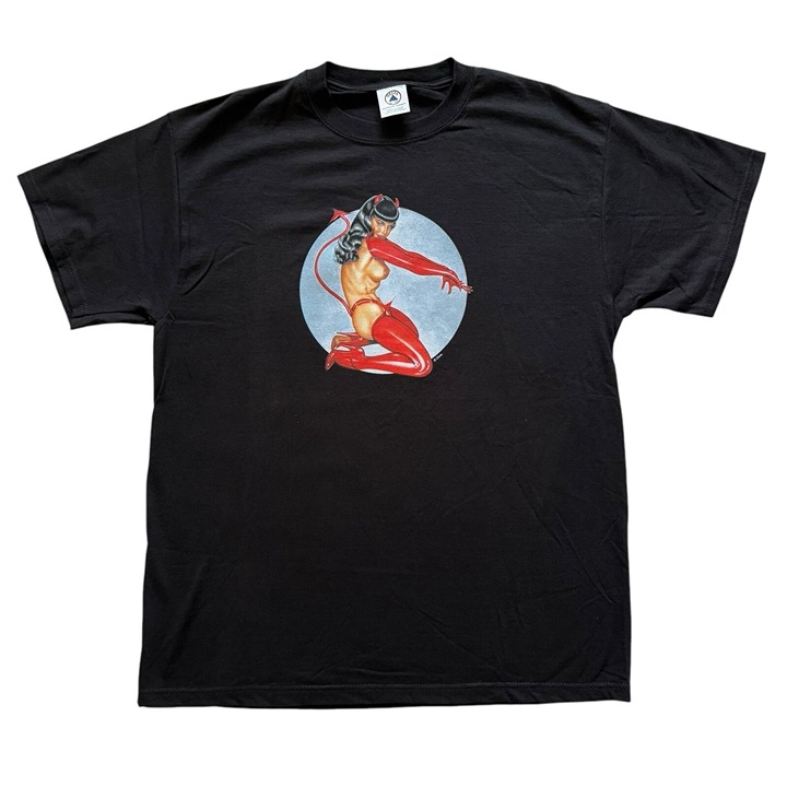 Vintage Olivia Bettie Page Red Devil Size Large T-shirt Delta Magnum Weight Tag
