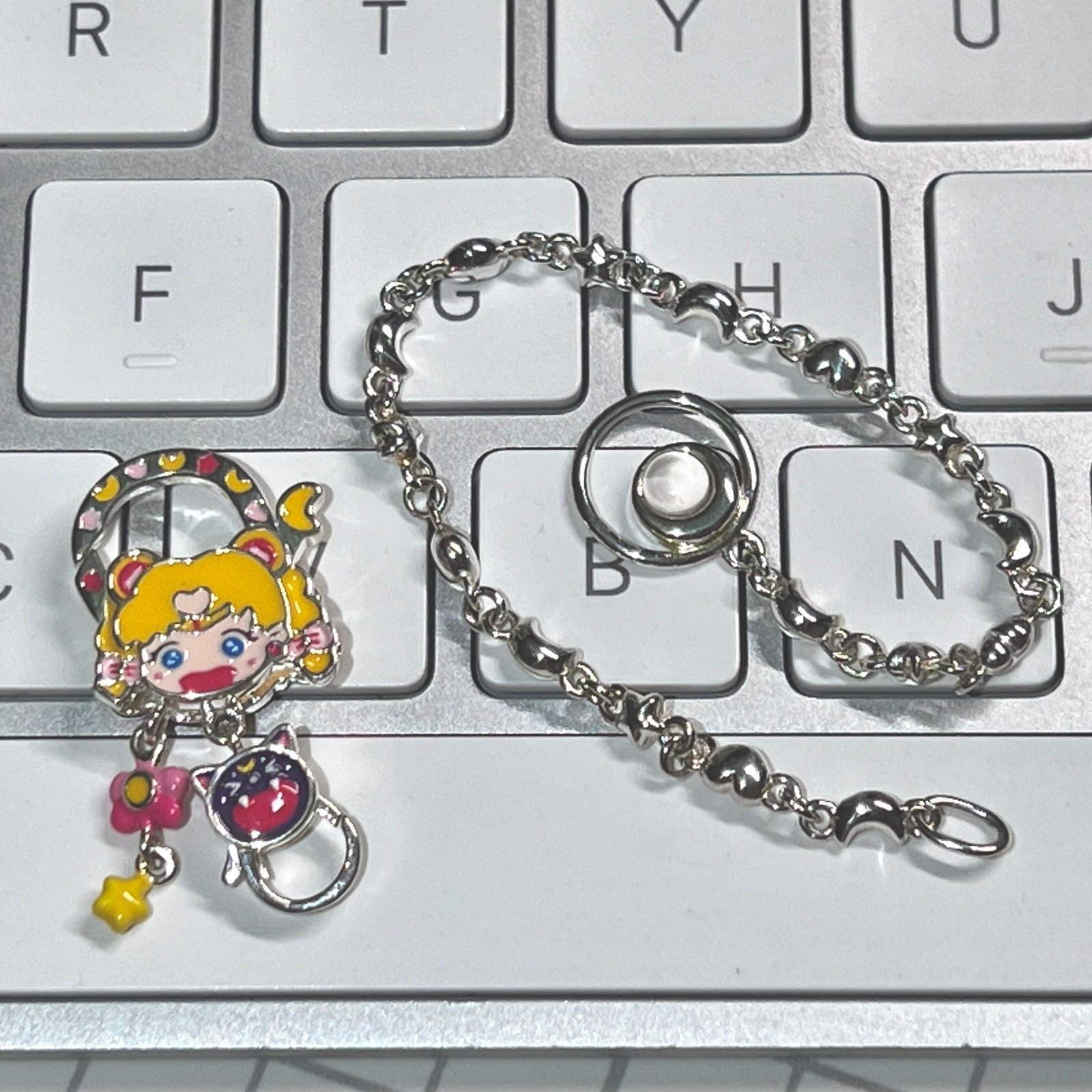 [RARE] Sailor Moon Chibiusa Lobster Claw Clasp 925 Silver Bracelet