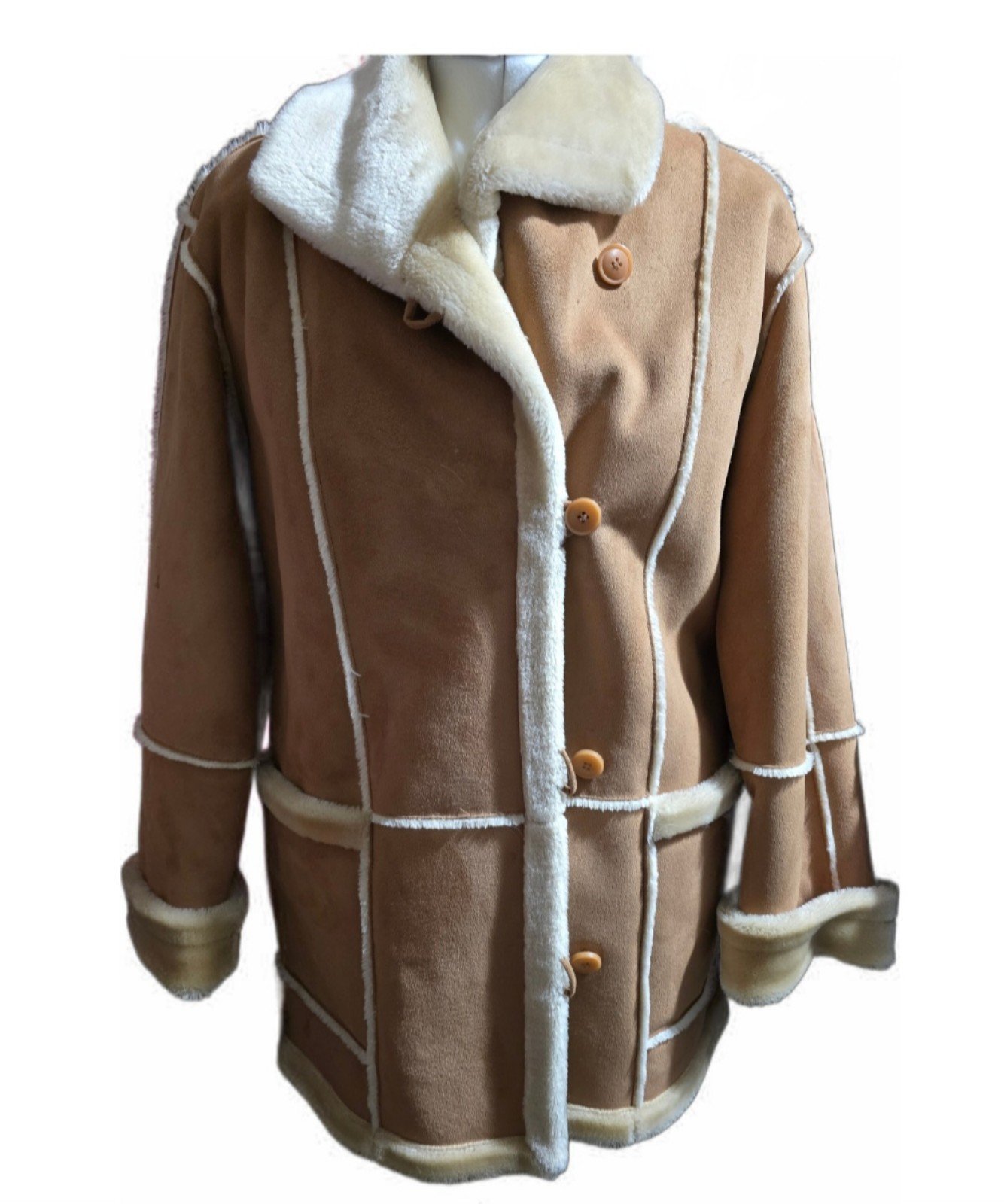 Fleet Street Suede Shearling Coat sz Small *** Real Suede at faux price***