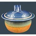 Handcrafted Lidded Stoneware Blue Orange Pottery Casserole Dish By Crystal