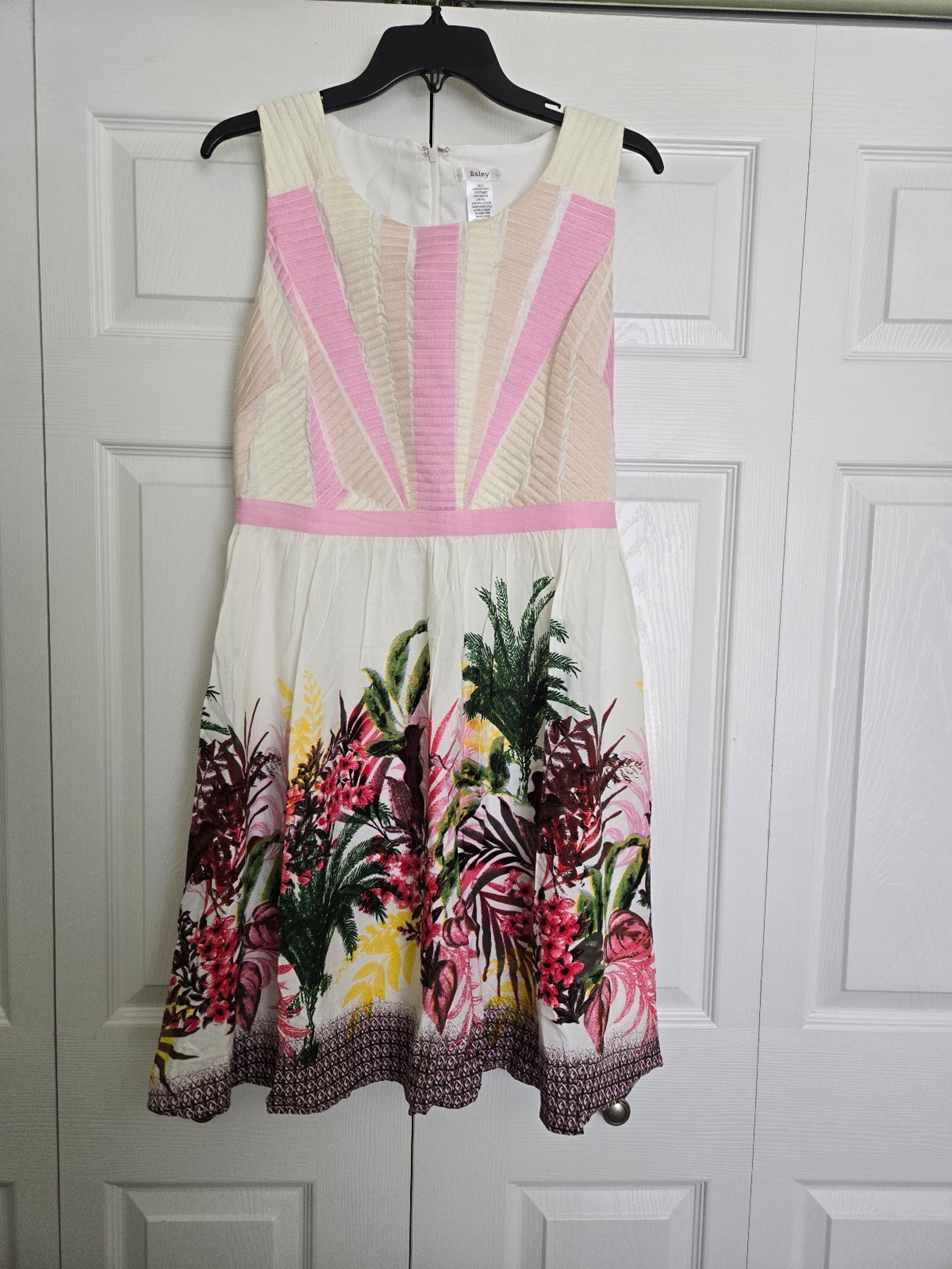 Prints Valiant Dress by Esley Pink Floral Embroidered Bodice Sz L
