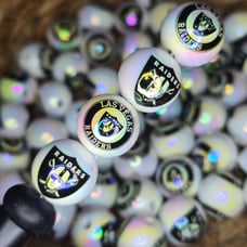 Raiders acrylic uv 16 mm beads Qty 100