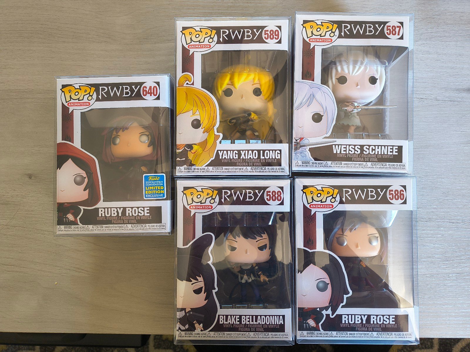 Funko Pops RWBY full Set Ruby#640 & 586 Weiss #587 Blake #588 Yang #589