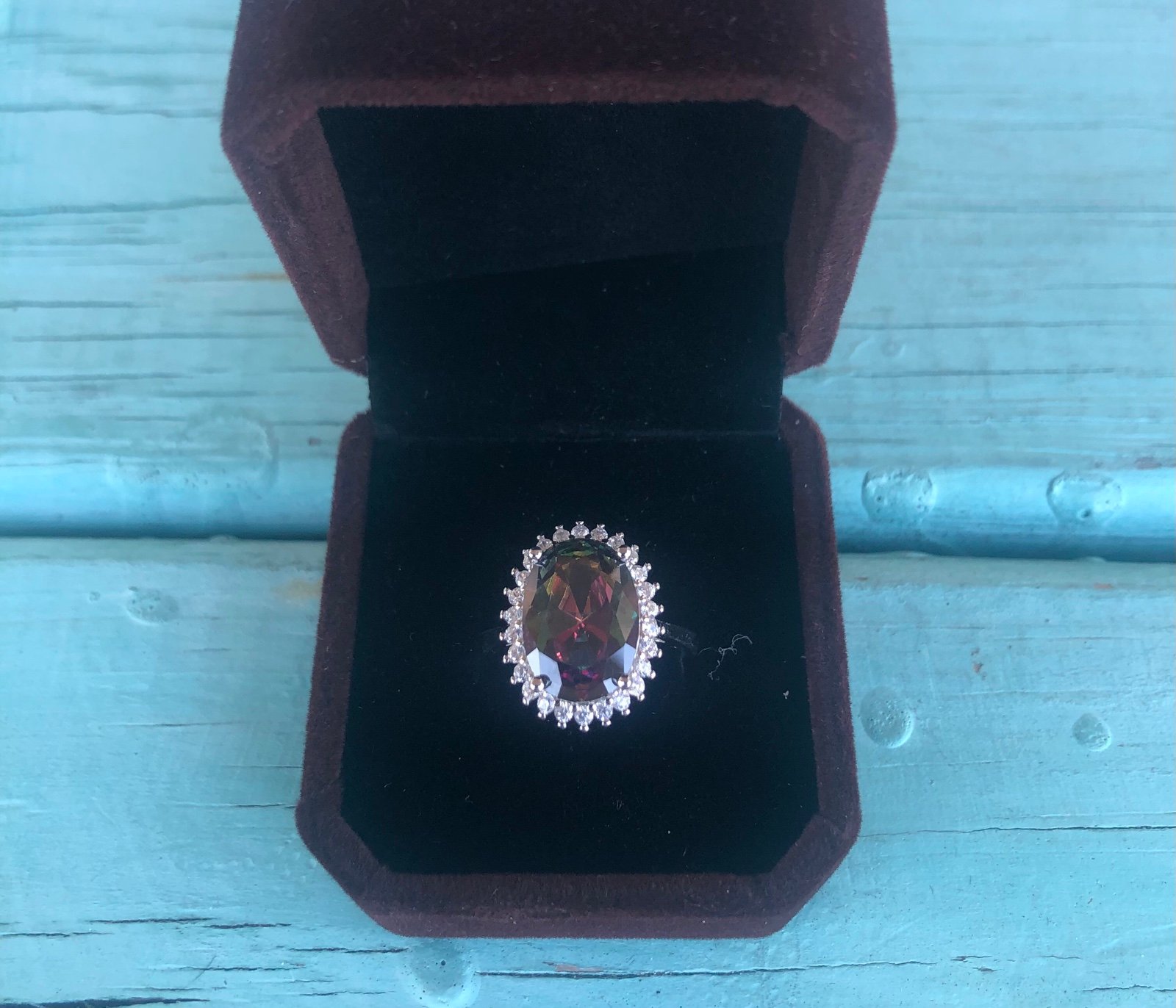 Beautiful New Sterling Silver .925 AAA Cz Mystic Topaz Ring Size 7.5